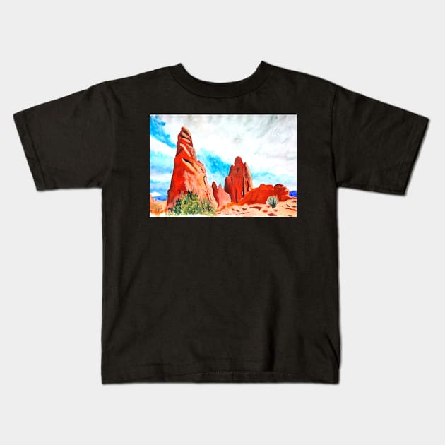 Garden of the Gods Watercolor Art Print Kids T-Shirt by julyperson